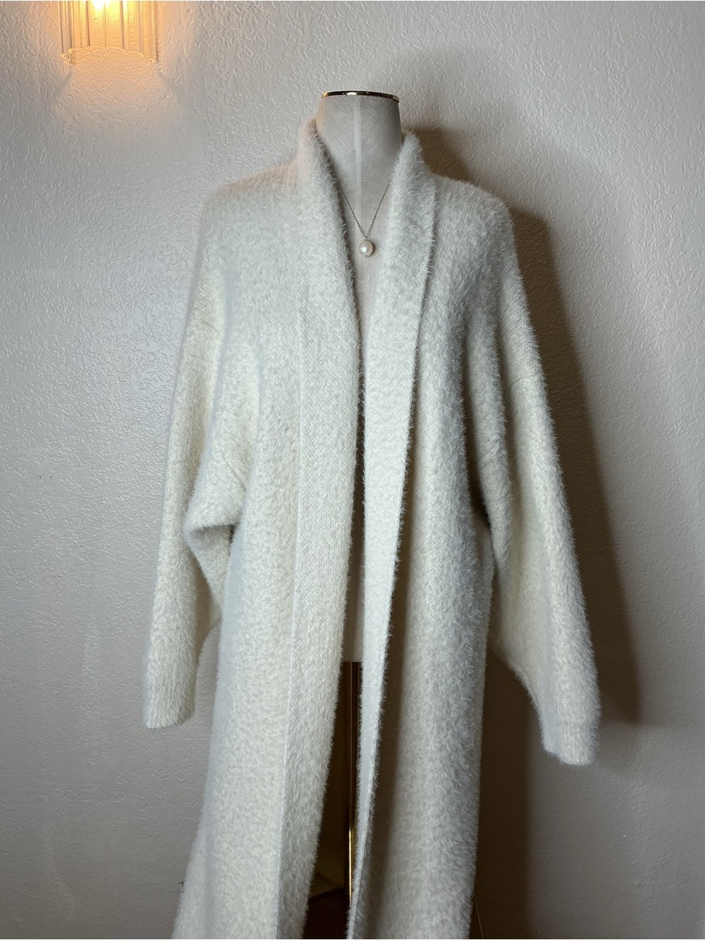 Cozy Open-Front Long Women's Sweater Cardigan - Cream
